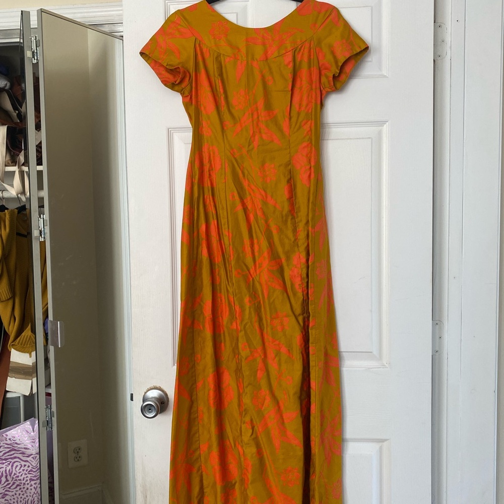 Hawaiian Gold and Orange Maxi Sundress